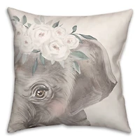Floral Elephant 18" x 18" Indoor/Outdoor Pillow