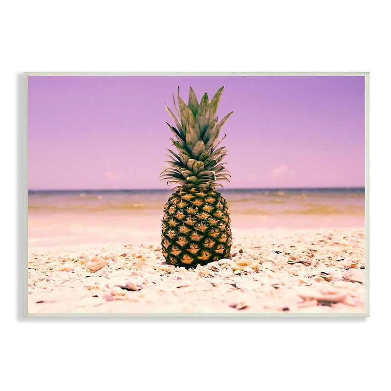 Stupell Industries Pink Purple Pineapple Beach Wood Wall Plaque