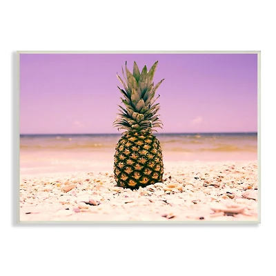 Stupell Industries Pink Purple Pineapple Beach Wood Wall Plaque