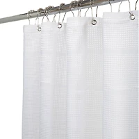 Elle Décor White Jacquard Solid Weave Shower Curtain