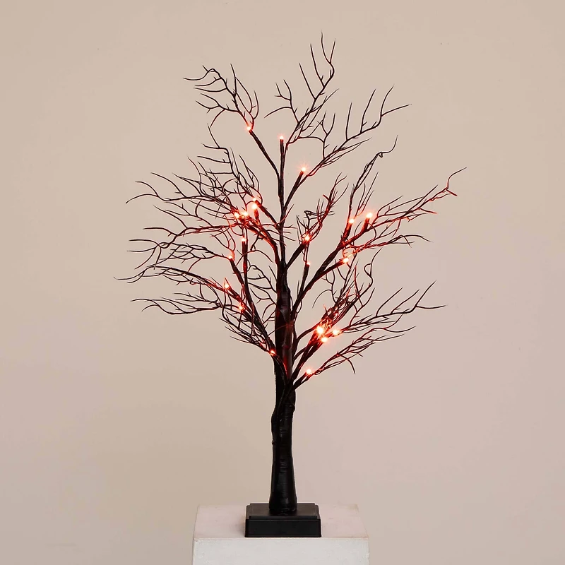 2ft. Pre-Lit LED Deluxe Black Twig Artificial Halloween Tree