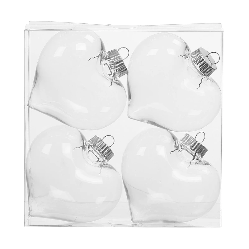 4 Pack 4" Clear DIY Plastic Heart Ornaments by Make Market®