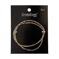 Crystal Lane DIY Gold Blue, Yellow & White Rhinestones Bracelets, 2ct.