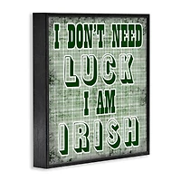 Stupell Industries Don't Need Luck I'm Irish Funny Plaid Framed Giclee Art