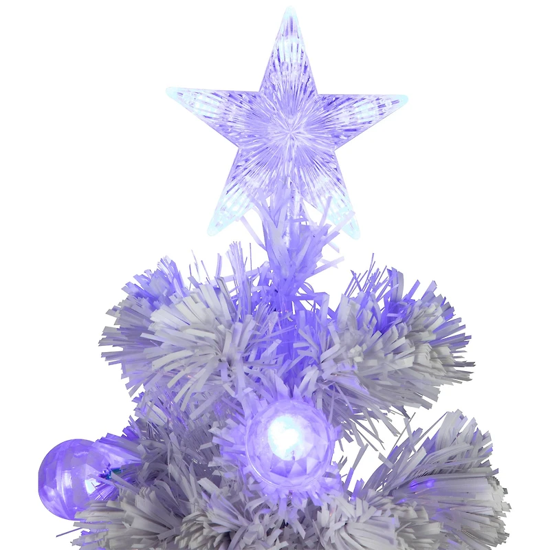 4ft. Pre-Lit Medium White Iridescent Fiber Optic Artificial Christmas Tree with Blue LED Lights