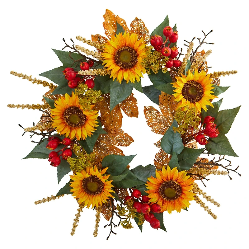 27" Sunflower & Berry Wreath