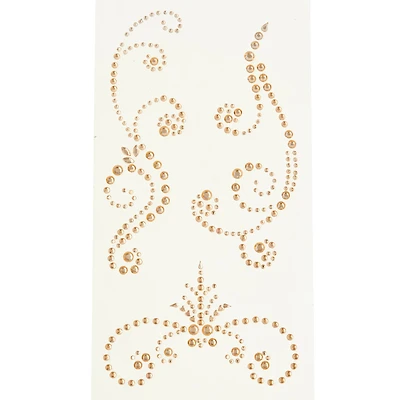 12 Packs: 3 ct. (36 total) Champagne Rhinestone Flourish Stickers by Recollections™