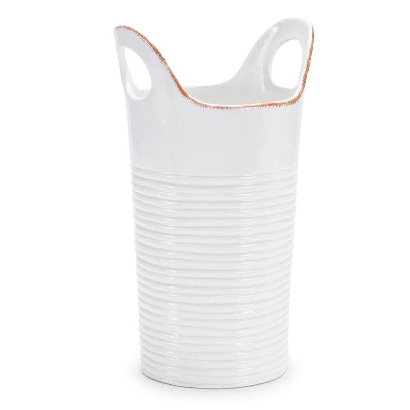 11.5" White Ceramic Bucket Vases, 2ct.