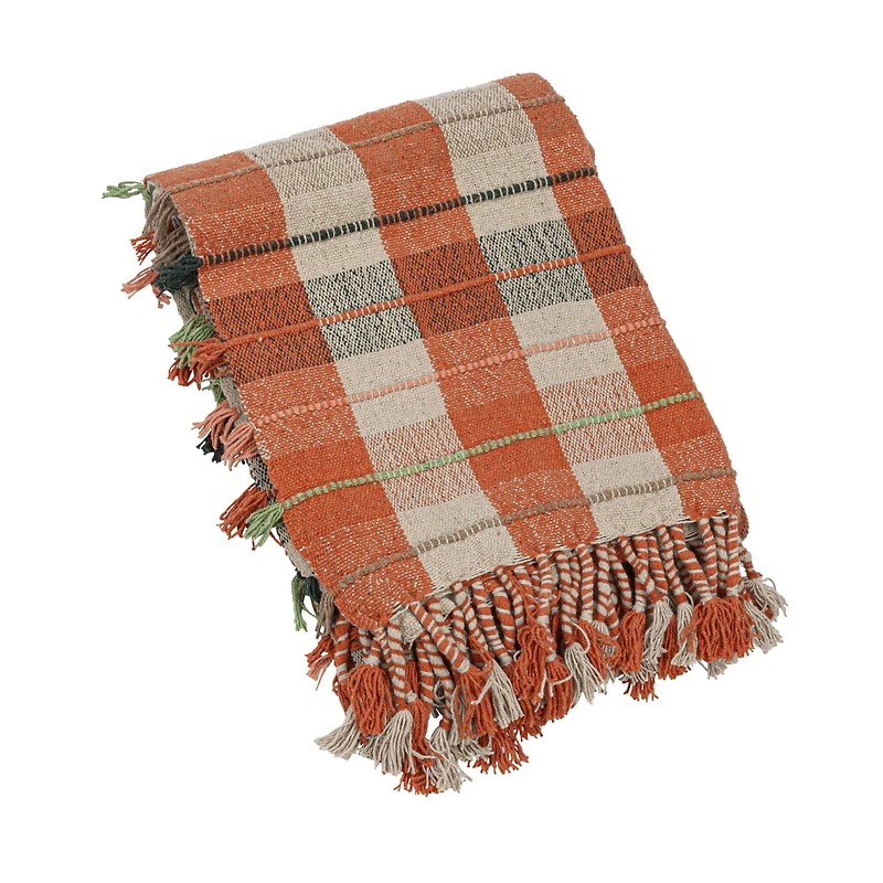 Hello Honey® Warm Tone Plaid Cotton Blend Throw Blanket