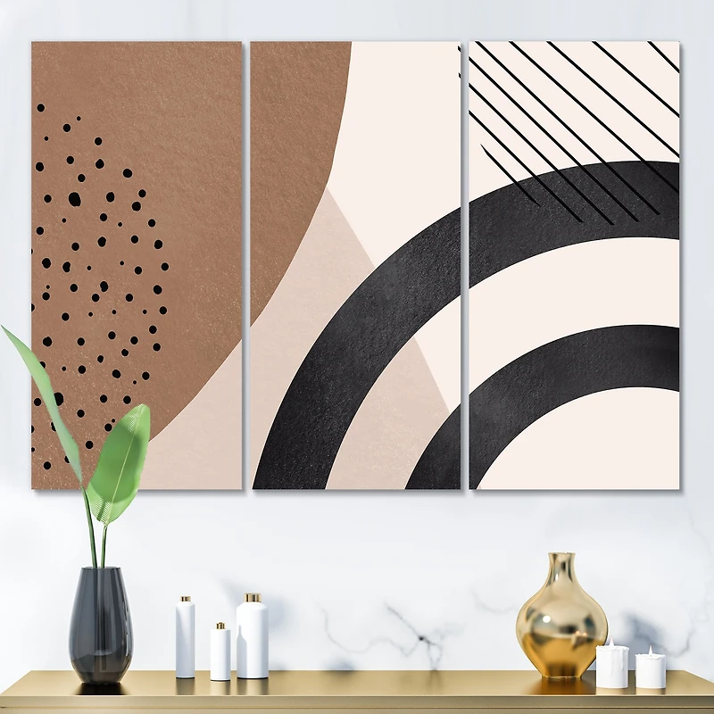 Designart - Abstract Shapes in Terracotta and Ivory Shapes III