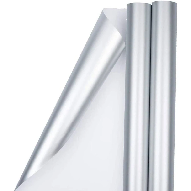 JAM Paper Silver Foil Christmas Wrapping Paper, 2ct.