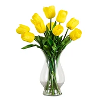 21" Artificial Tulip Arrangement in Glass Vase