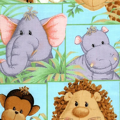 Fabric Traditions Light Green Jungle Babies Cotton Fabric