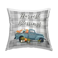 Stupell Industries Harvest Blessings Gray Plaid Throw Pillow