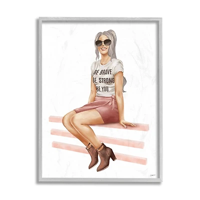 Stupell Industries Be You Inspirational Female Fashionista Gray Framed Wall Art