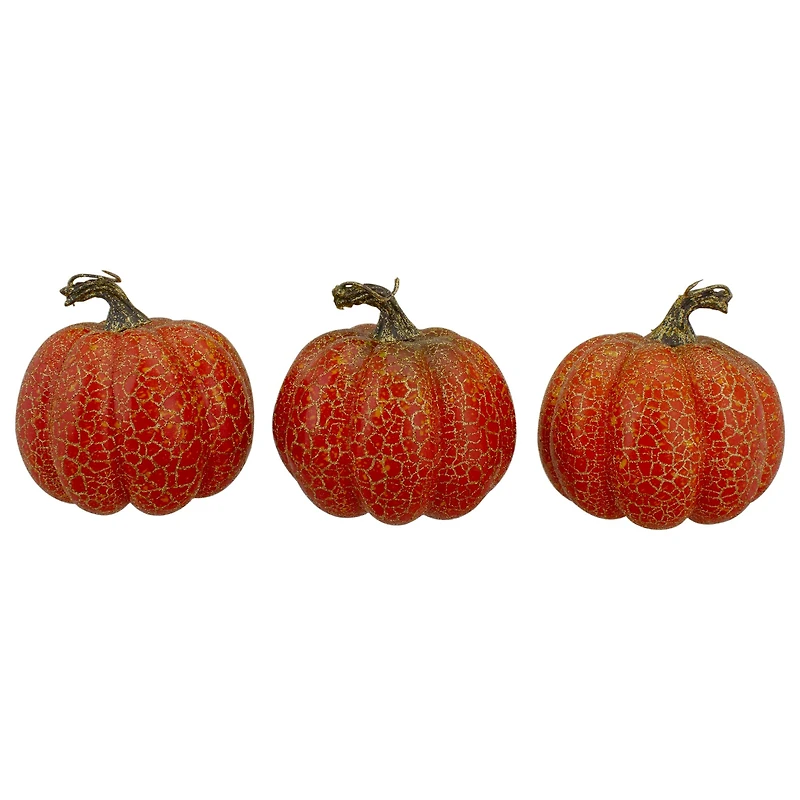 4" Orange Artificial Fall Harvest Pumpkins, 3ct.