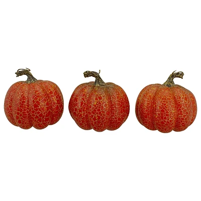 4" Orange Artificial Fall Harvest Pumpkins, 3ct.