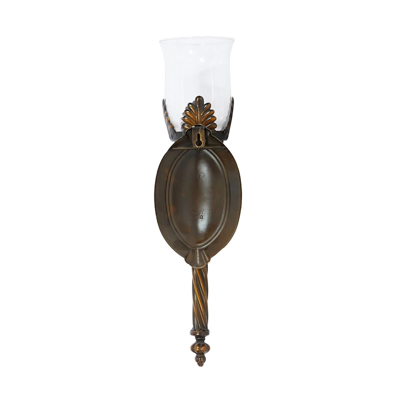 18'' Brown Glass Traditional Candle Wall Sconce