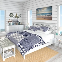 Designart Japanese Ocean Wave Pattern Coastal Duvet Cover Set