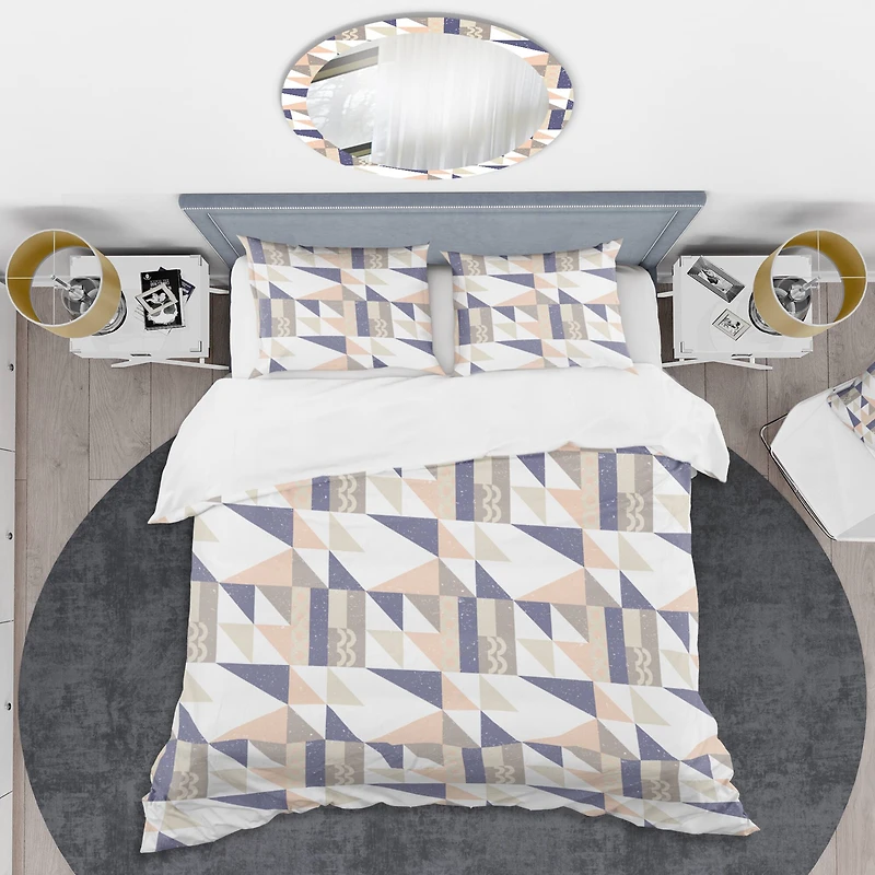 Designart 'Retro Geometric Design X' Mid-Century Duvet Cover Set