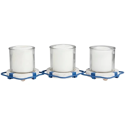 Metal Distressed 3-Linked Buoy Candle Holder with White Wood Accents