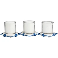 Metal Distressed 3-Linked Buoy Candle Holder with White Wood Accents