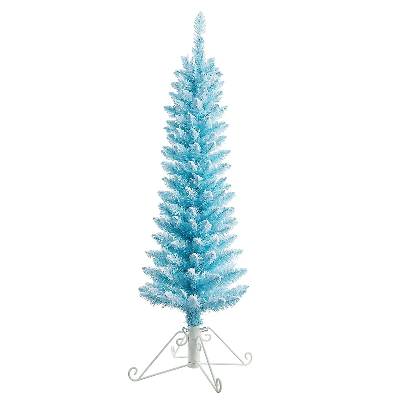 4ft. Pre-Lit Cotton Candy Blue Flocked Fir Artificial Christmas Tree, Clear Lights