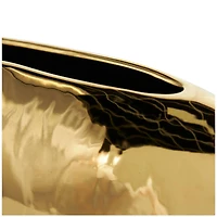 CosmoLiving by Cosmopolitan 11" Black Ceramic Vase with Abstract Gold Melting Drips