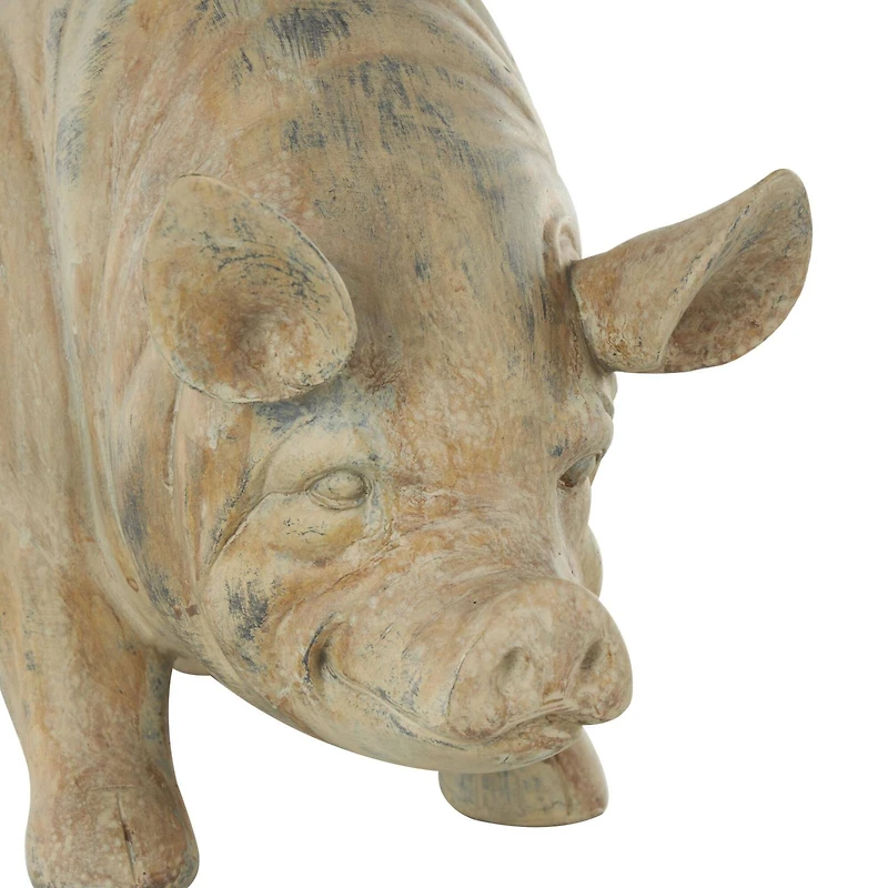16" Distressed Light Brown Pig Planter