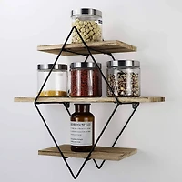 Haitral Rustic 3-Tier Brown Floating Shelf
