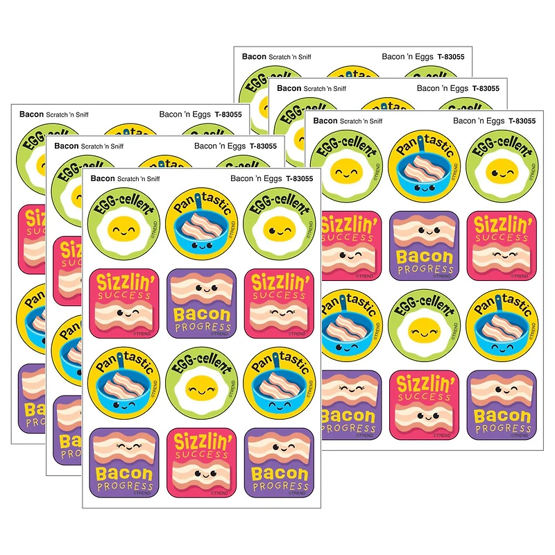 TREND Enterprises® Bacon 'n Eggs, Bacon Scent Scratch 'n Sniff Stinky Stickers®, 48 Per Pack, 6 Packs total of 288