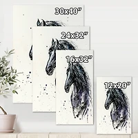 Designart - Portrait of Friesian Horse With Long Manes