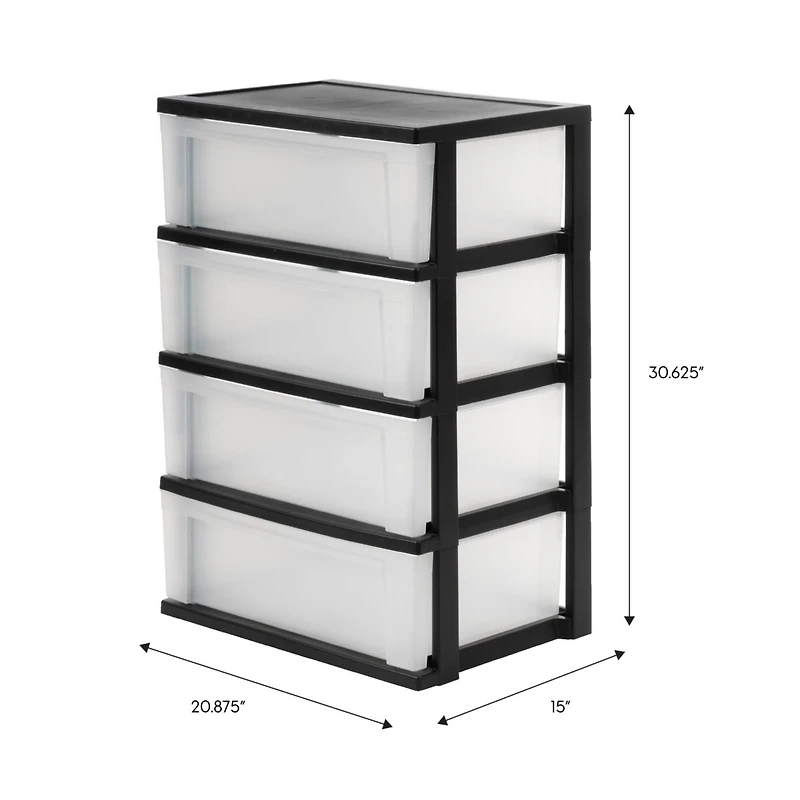 IRIS® 30.5" Black & Clear 4-Drawer Chest