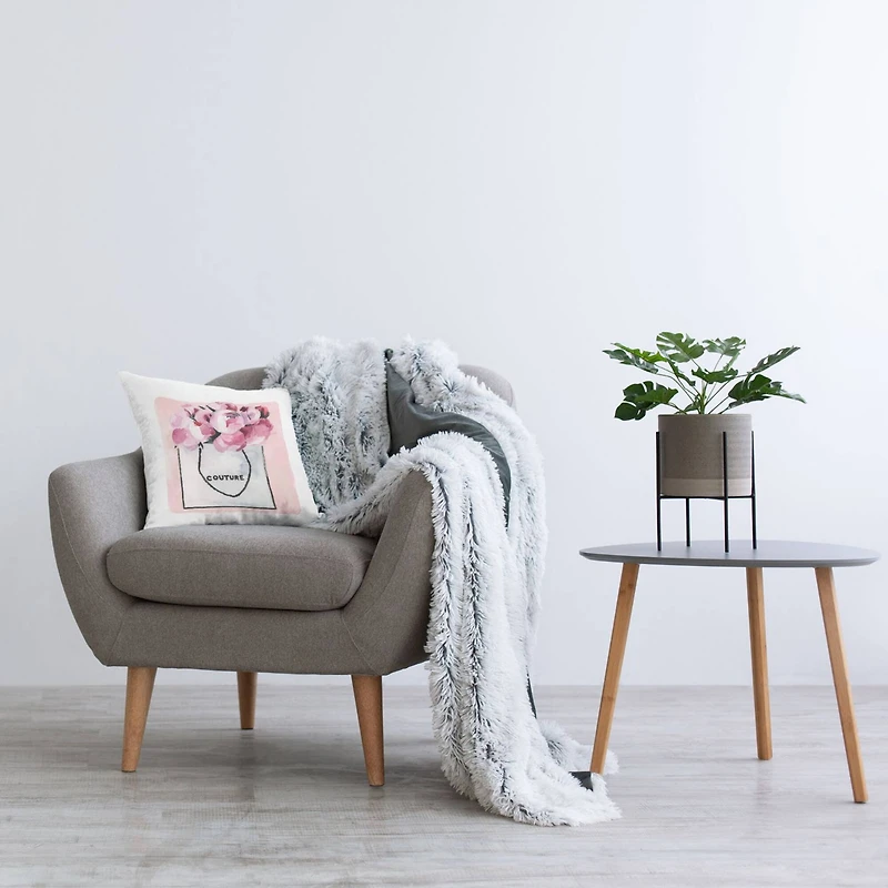 Stupell Industries Pink Peony Flower Bouquet Fashion Couture Vase Throw Pillow, 18" x 18"