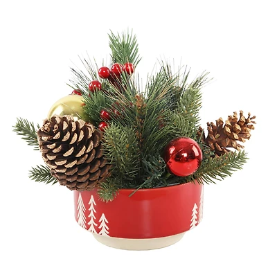 Christmas Mix In 6" Ceramic Reverse Tree Pot