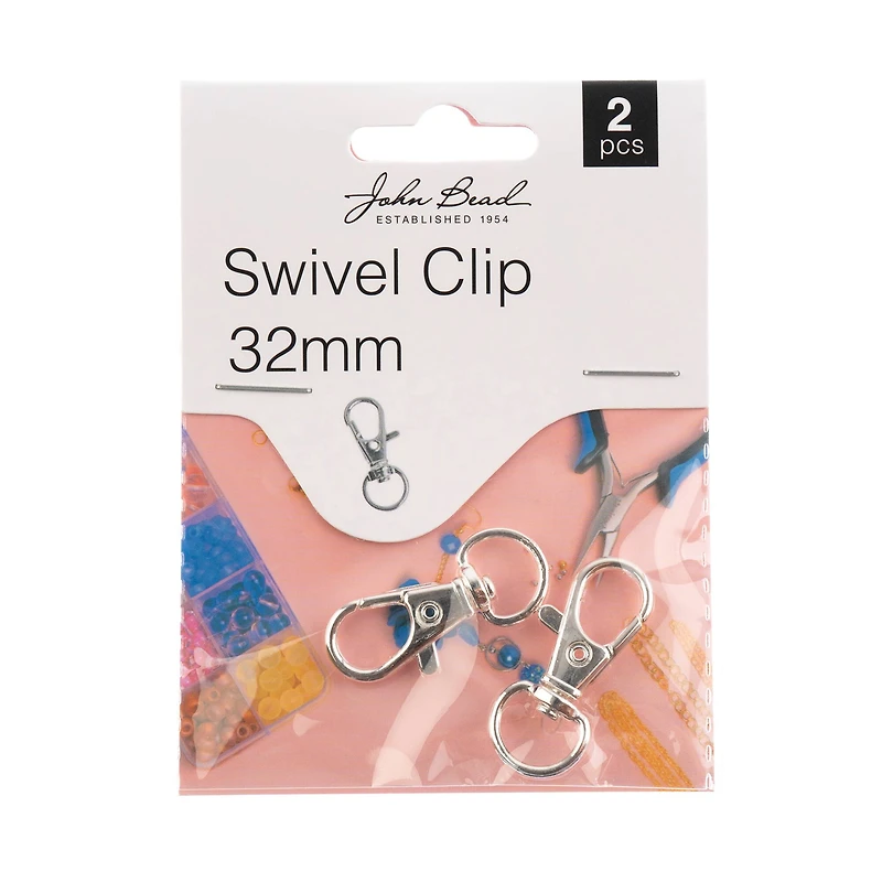 John Bead Must Have Findings 32mm Swivel Clips, 2ct.