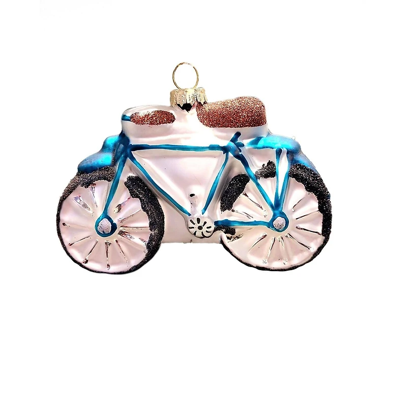 Wizardi 12" Glass Blue Bicycle Christmas Ornament