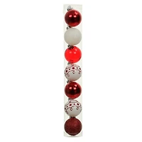 7 Pack 1.5" Red & White Shatterproof Ball Ornaments by Ashland®