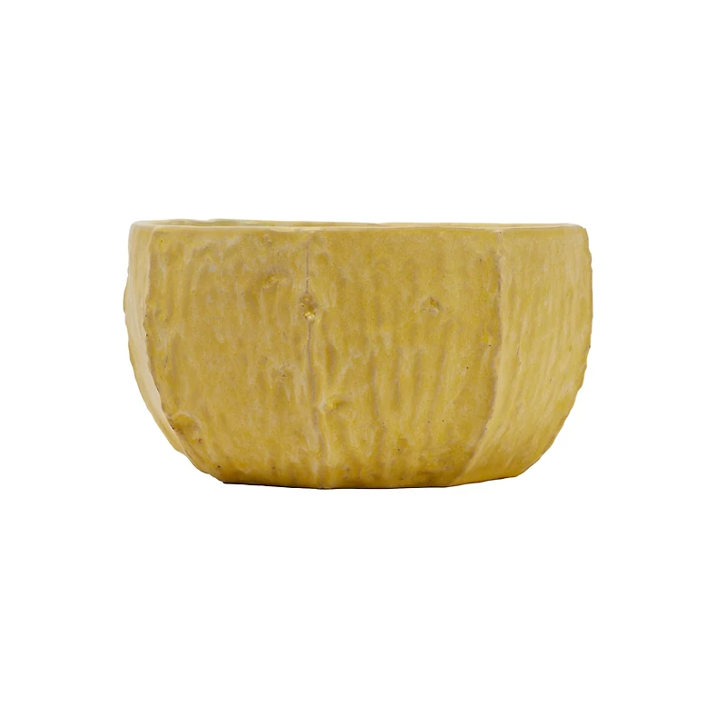 Hello Honey® 9" Yellow Stoneware Planter with Organically Shaped Detail