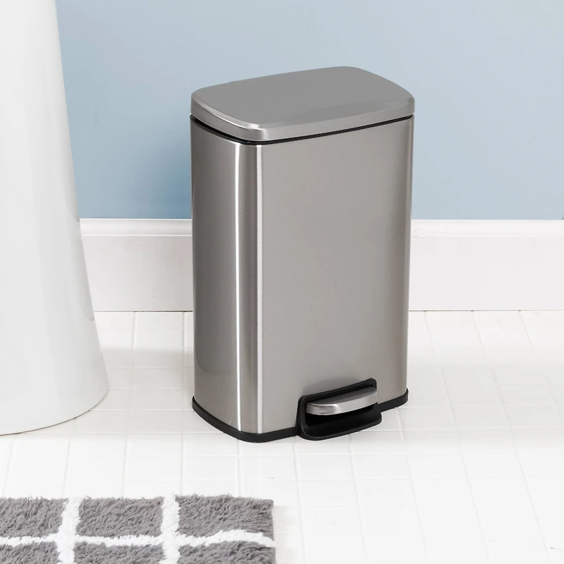 Honey Can Do Stainless Steel Step Trash Cans with Lid Set