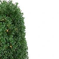18" Pre-Lit Artificial Boxwood Cone Topiary Tree with Round Pot, Clear Lights