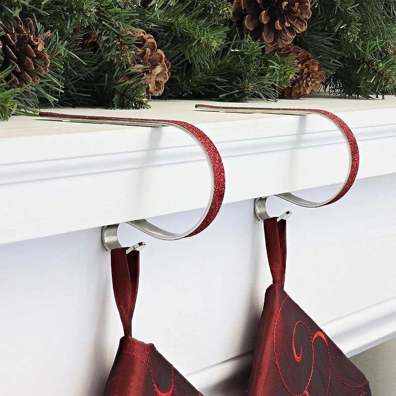 Original MantleClip® Red Glitter Stocking Holders