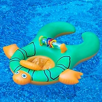 Swim Central 3ft. Green & Orange Turtle Baby & Mom Inflatable Swimming Pool Seat