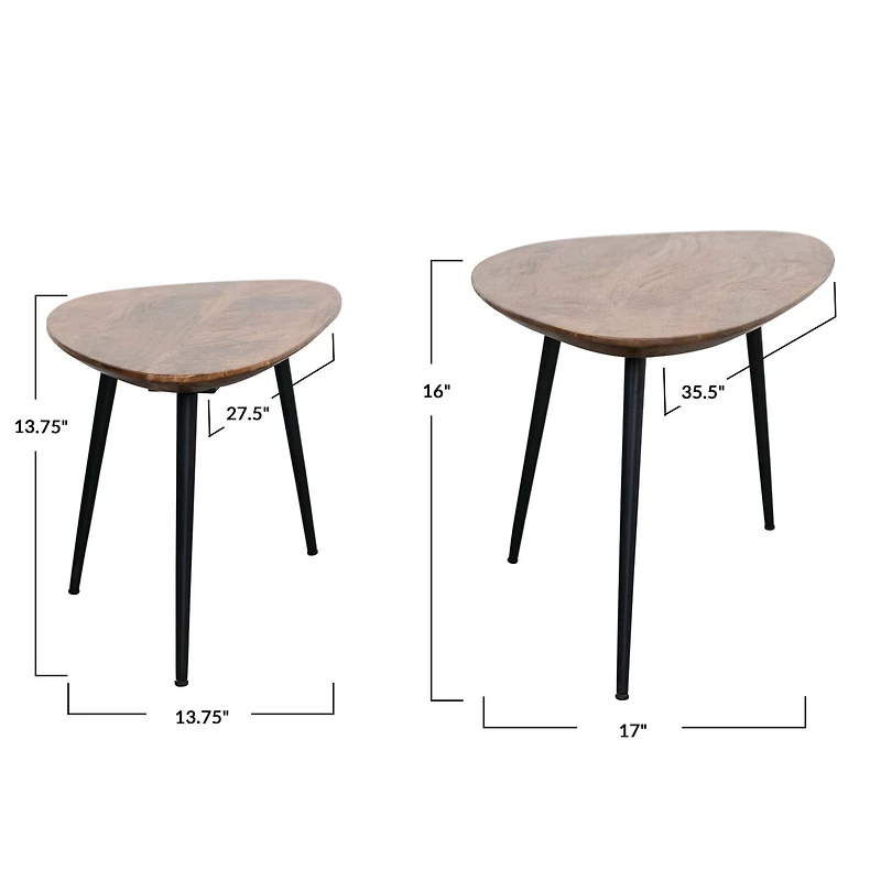 Hello Honey® Mid-Century Modern Wood & Metal Organic Shaped Nesting Table Set