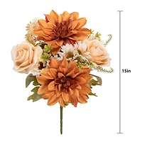 15" Toast Brown & Cream White Dahlia & Rose Mixed Bush by Ashland®