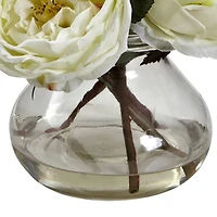 8" White Fancy Rose In Glass Vase