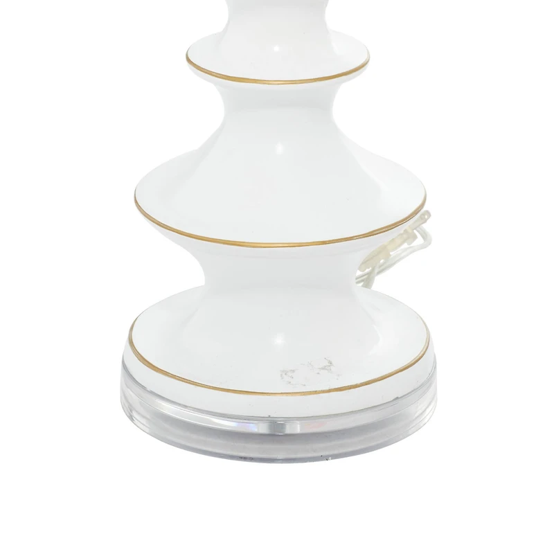 30" White Polystone & Iron Traditional Table Lamp