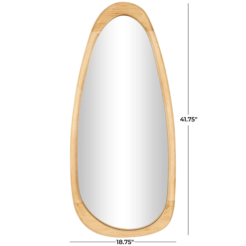 42" Brown Wood Oval Wall Mirror