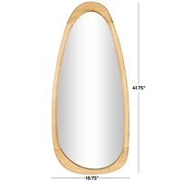 42" Brown Wood Oval Wall Mirror