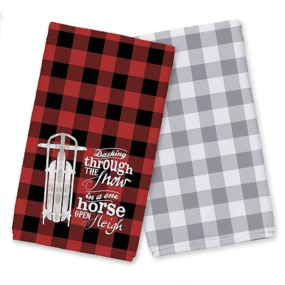 Open Sleigh Buffalo Print Tea Towels - Set of 2
